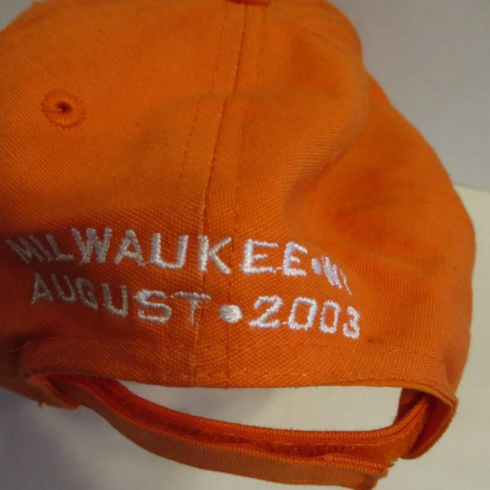 Harley Davidson Hat 2003 Back Orange Gray Outdoor Ride Picnic BBQ Summer Hat